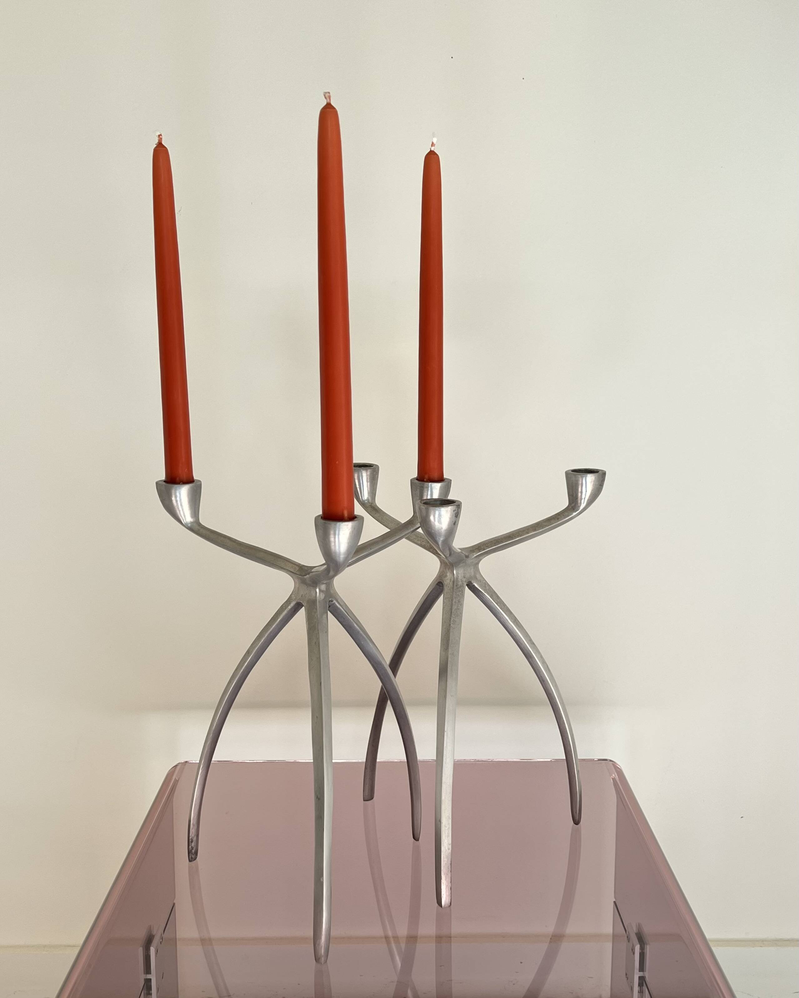 Aluminium tripod candle holders for De Bijenkorf, Netherlands 1970s