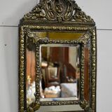 Miroir en laiton repoussé, style louis xiv, époque napoléon iii – xixe