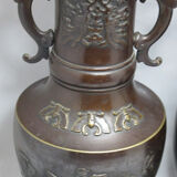 Paire de vases en bronze chinois Japon 19è siècle