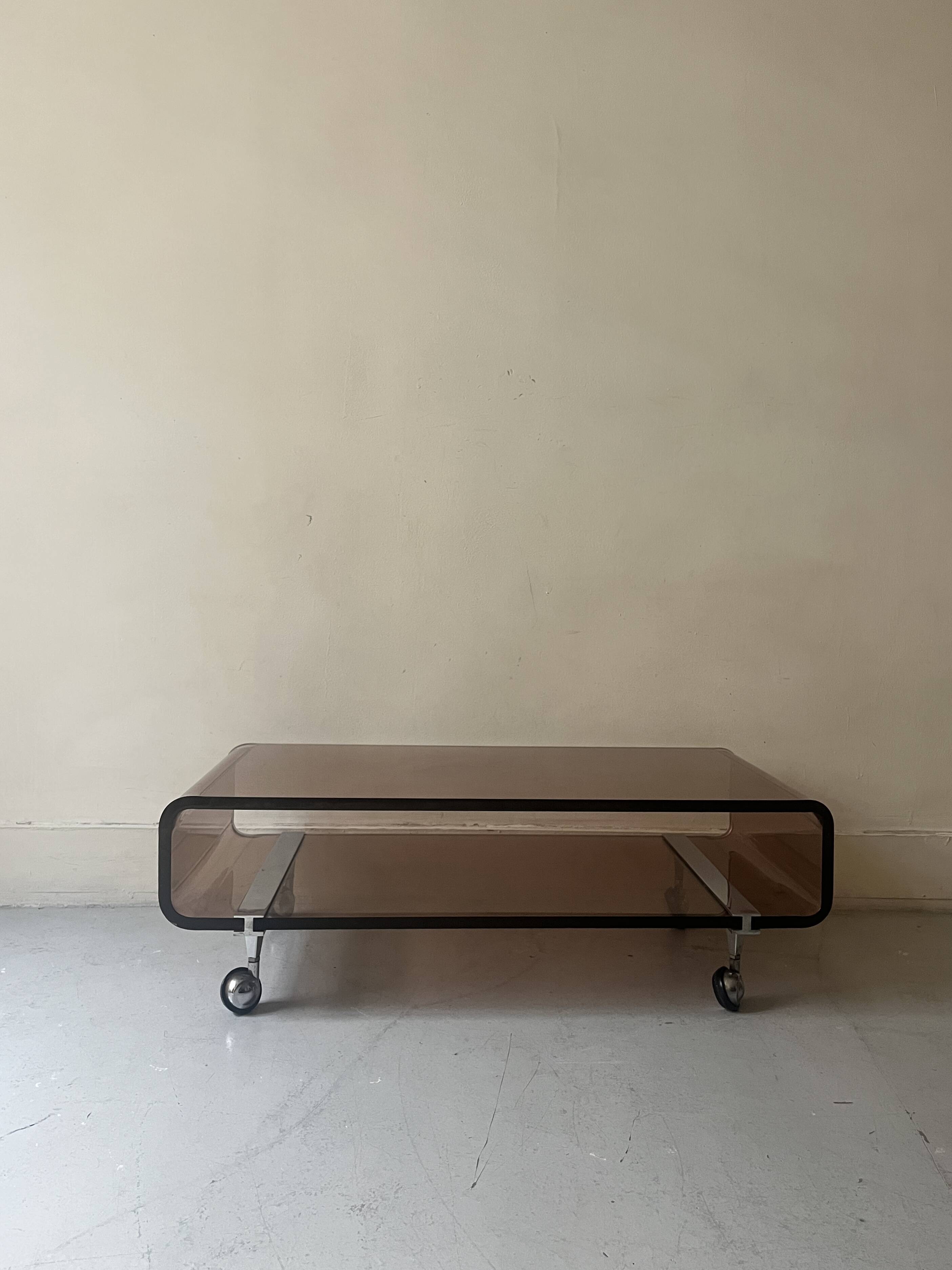 Michel Dumas Création - Smoked plexiglass coffee table for Roche Bobois 70