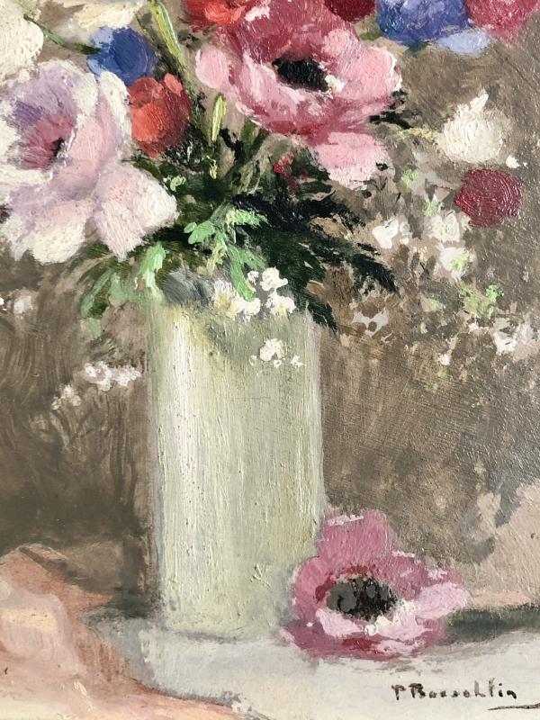 Tableau bouquet d'anémones années 1930