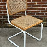 Cesca chair b32 model in white and wood by Marcel Breuer
