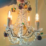 Golden bronze chandelier with fruit pendants