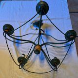 Chandelier 5 branches in green metal