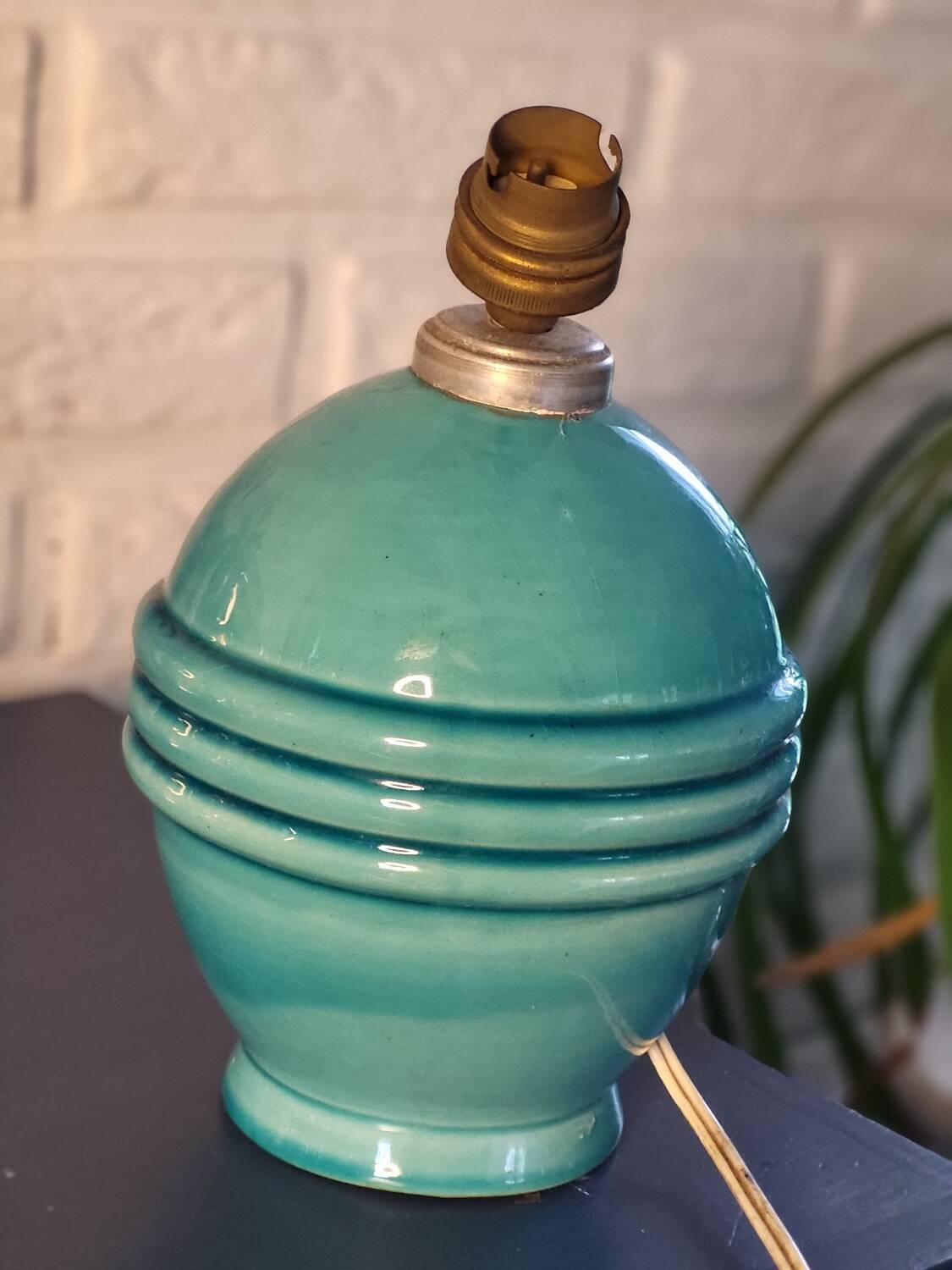 Pied de lampe boule turquoise