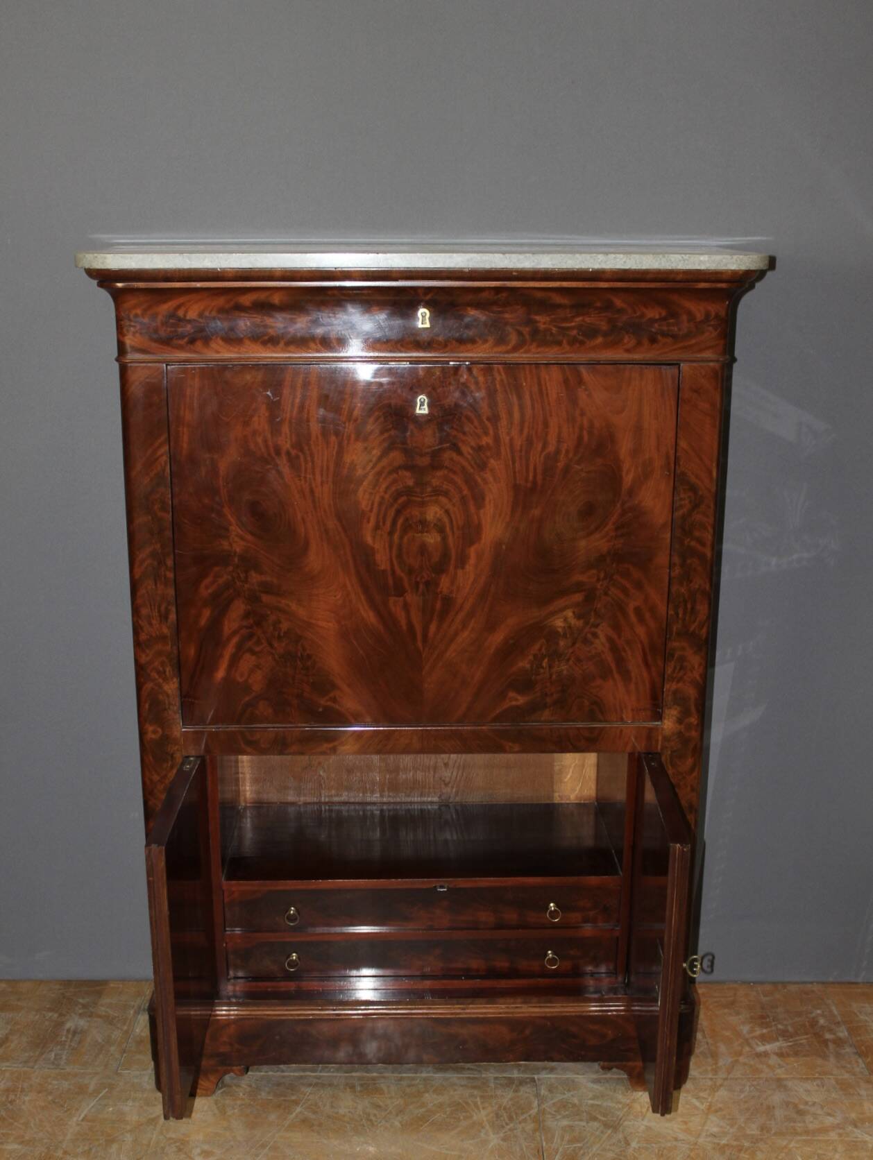 Charles X Secretary in Mahogany and Maple, early 19th century