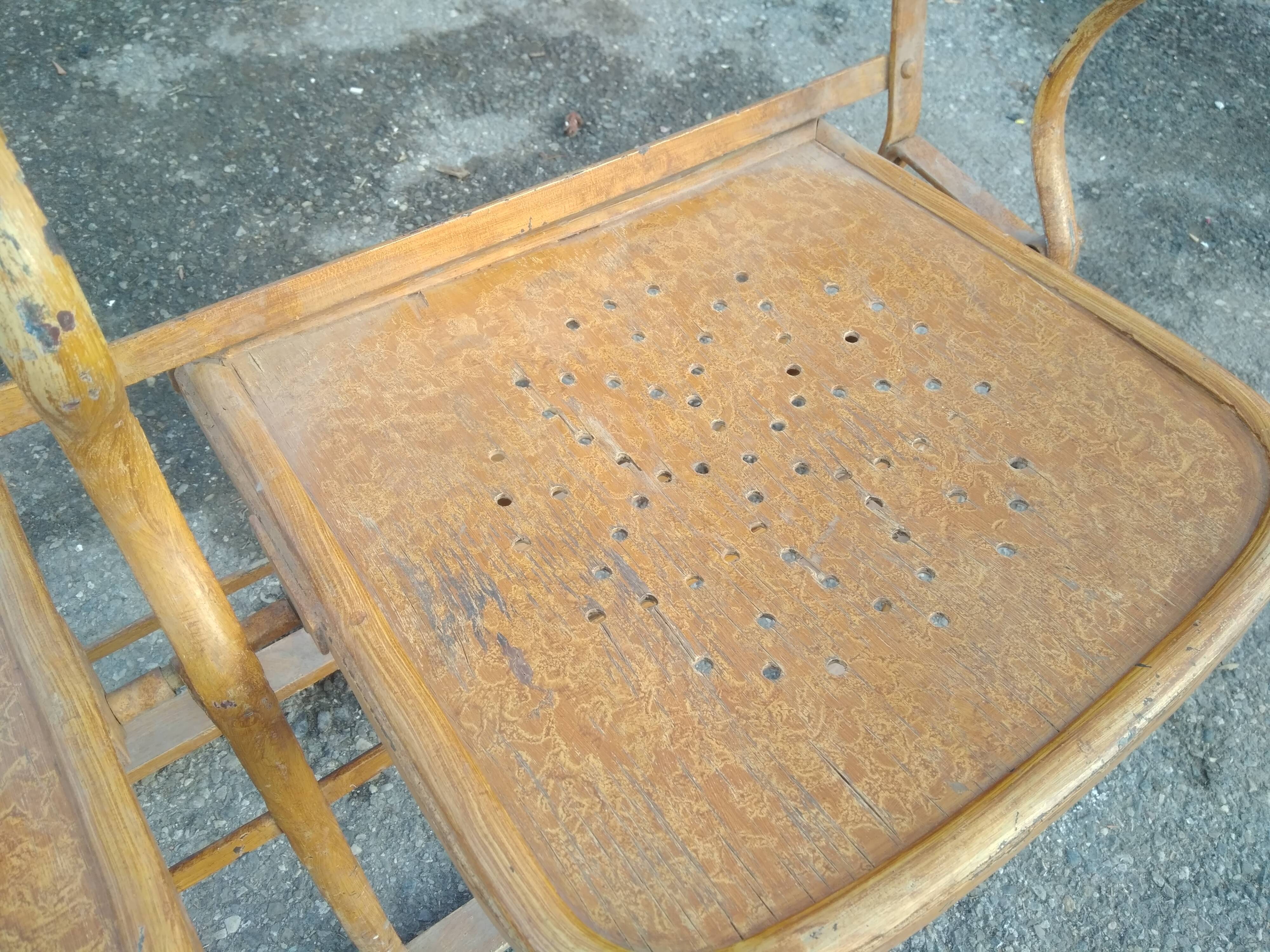 Bench cinema or theatre chairs in iron and solid wood - circa 1930