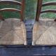 Set of 2 old wooden straw chairs (straw seat)