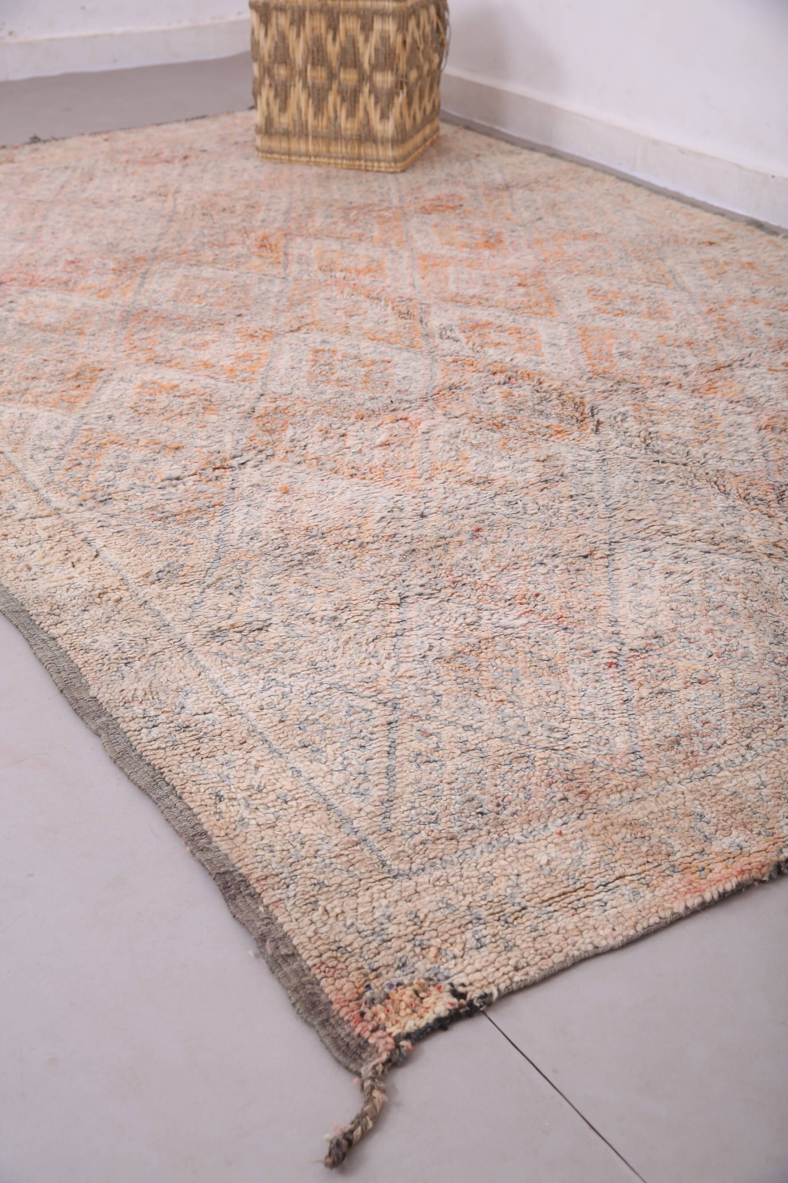 Tapis marocain vintage pâle 197 x 306 cm, tapis en laine berbère, tapis fait main boho