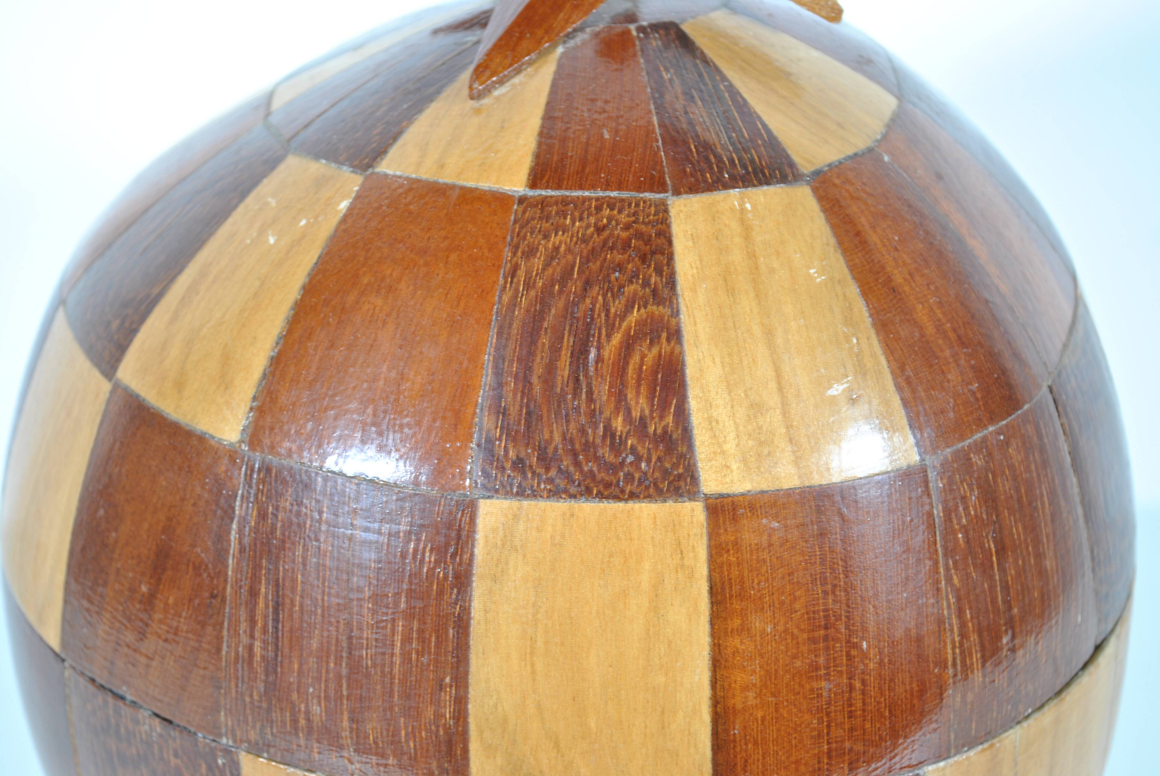 Coconut ice bucket in marquetry 1970