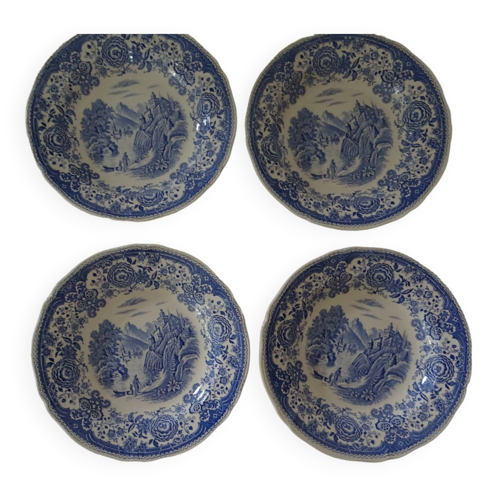 4 old earthenware plates 26923 villeroy boch burgenland blue