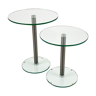 Set of 2 postmodern glass and steel side tables, 1990s