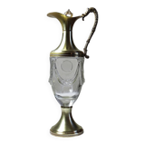 Vintage decorative jug in moulded glass and gilded brass, Italy circa 1980.