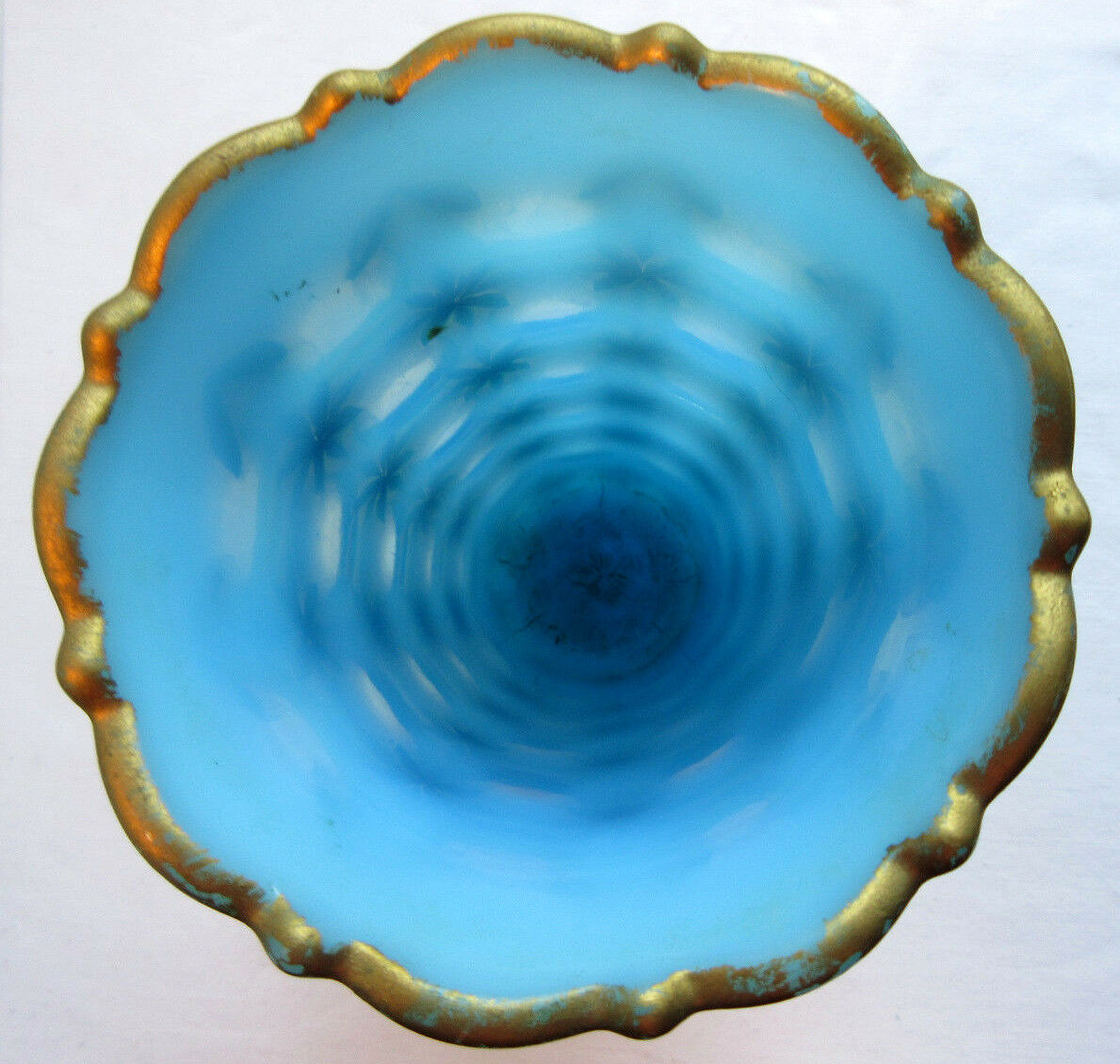 Church vase for offering to the Virgin, starry blue opaline Gold