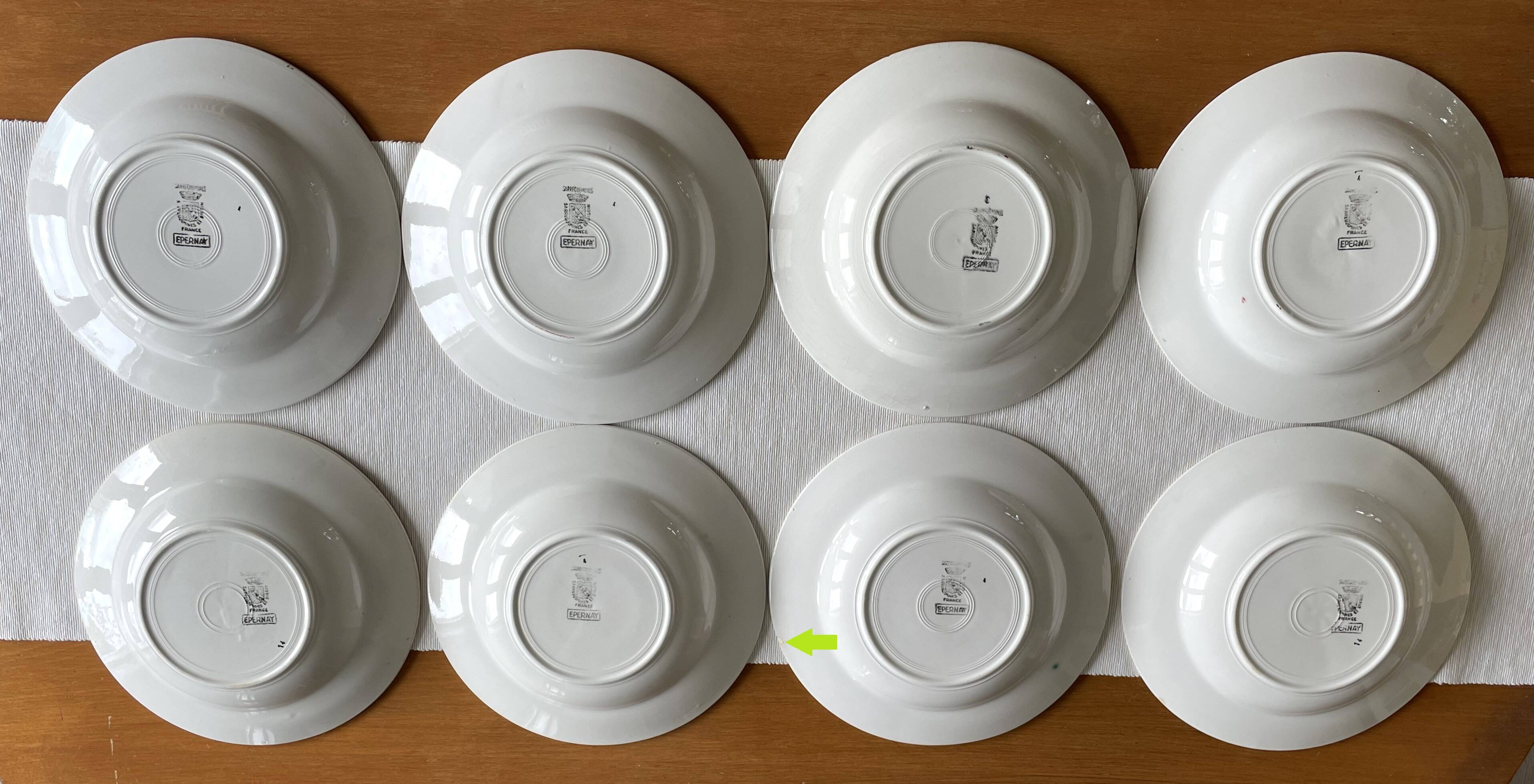 8 antique deep plates in Sarreguemines earthenware.