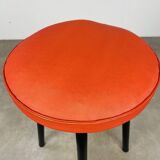Vintage 50s screw stool in red faux leather