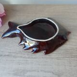 Butter dish set with butter knife in the shape of a colorful fish, Vallauris style