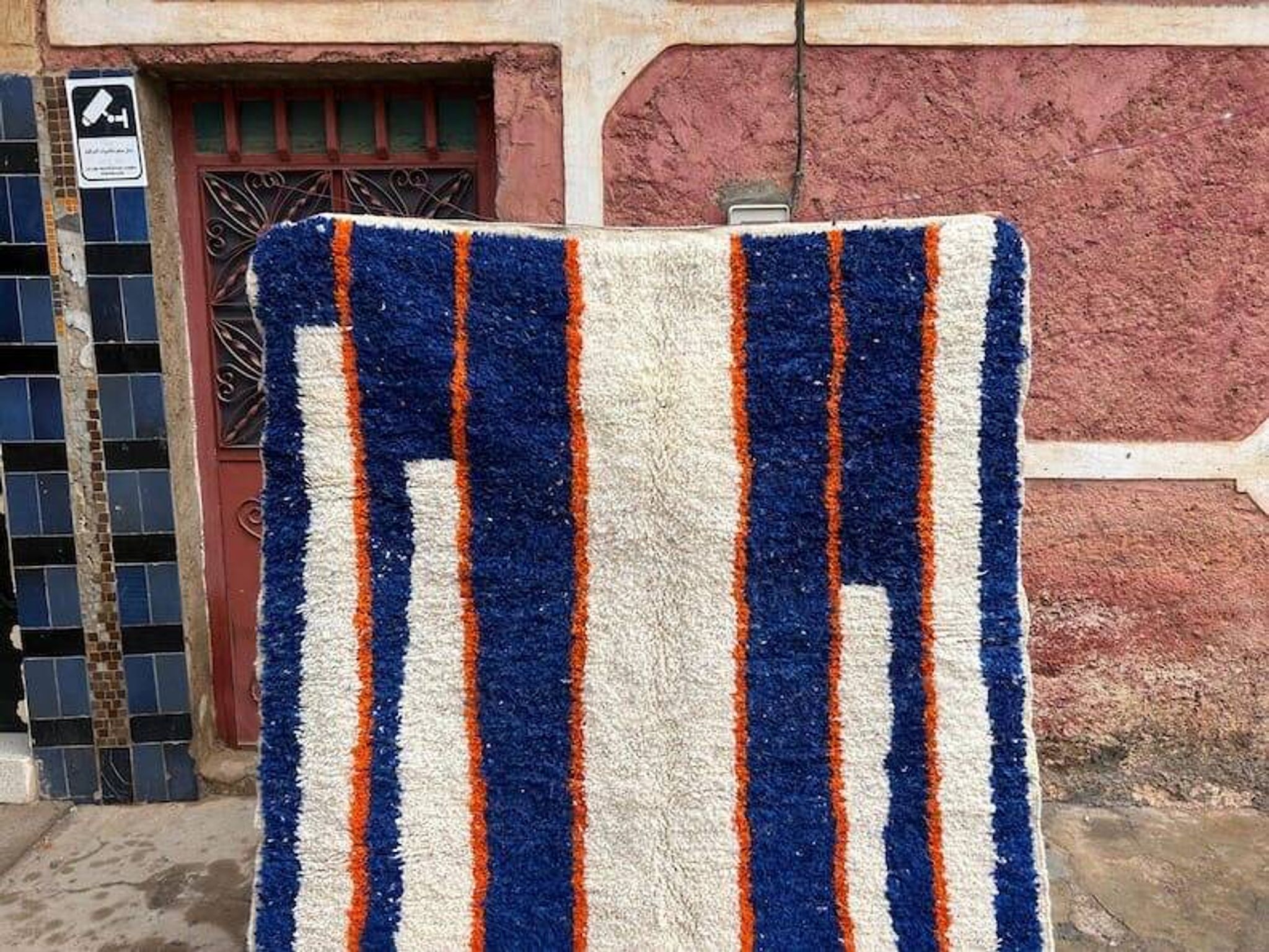 Handmade natural wool rug size 100 x 200 cm