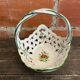Vintage white openwork ceramic basket with flower decoration for lancel