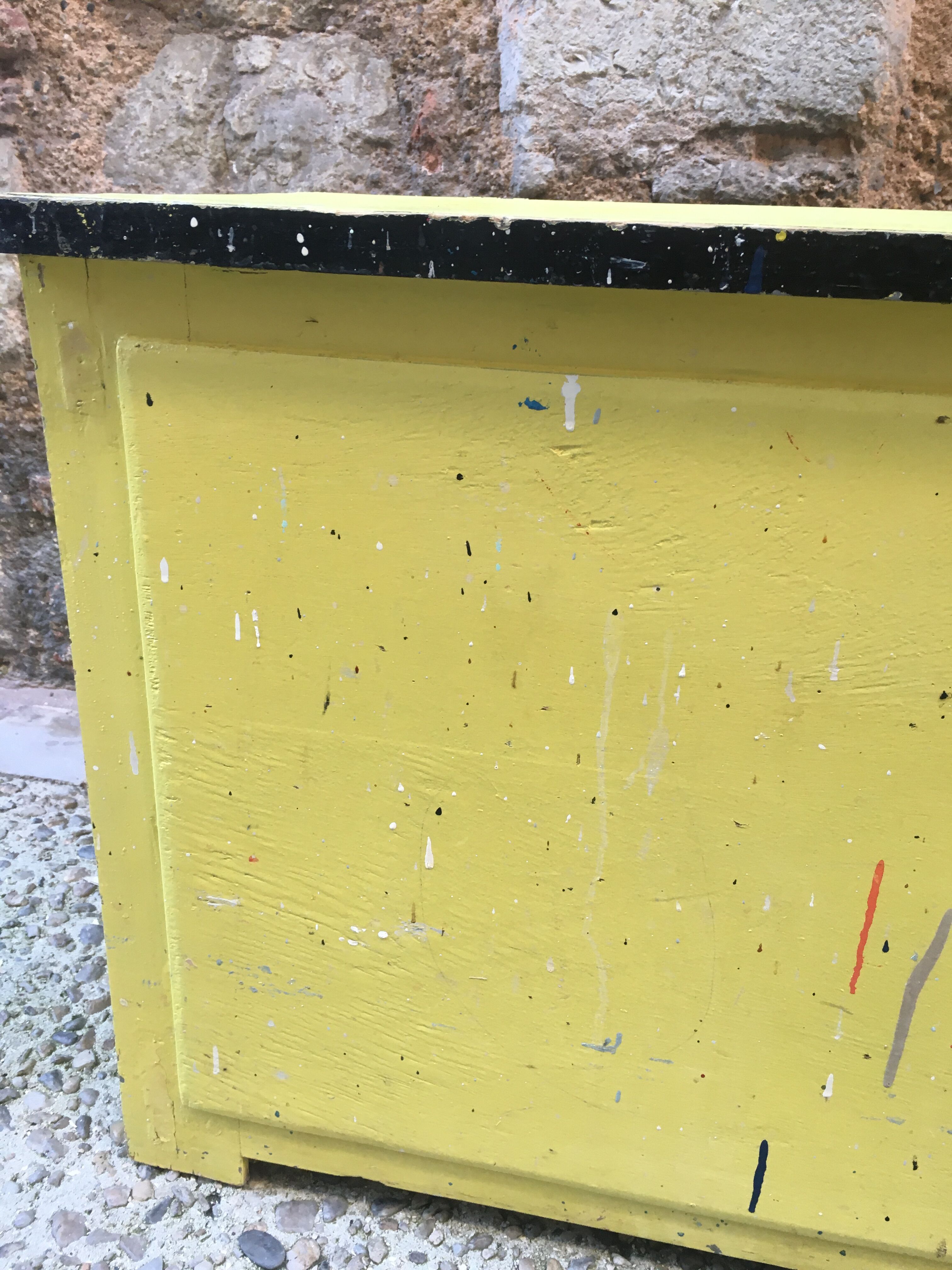 Yellow wooden chest