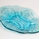 Light blue decorative glass plate, mid-century, Italy, 1960s.