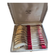 12 silver-plated metal teaspoons with a hallmark of 18.