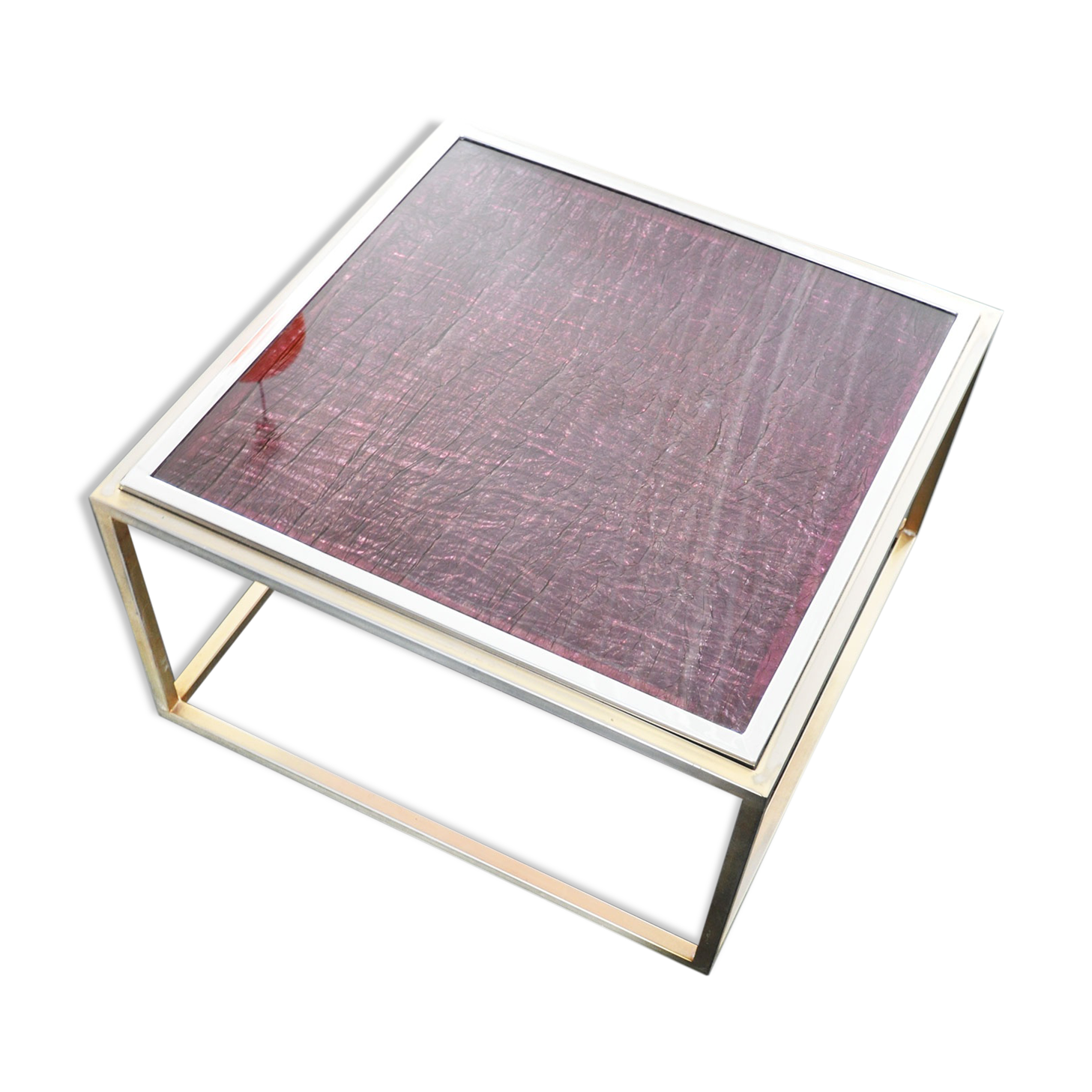 Table low brass plexiglas 1970