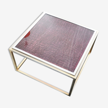 Table basse laiton plexiglas 1970