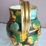 Vase Vallauris Deco hand Patterns flowers with gilding
