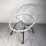 Fauteuil en rotin vintage années 60