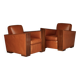 Paire de fauteuils Art Déco en cuir. Années 40.