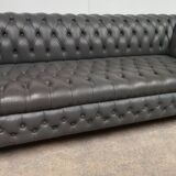 Gray leather Chesterfield sofa