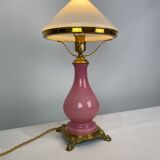 Table lamp with frame of pink opaline glass Funen's glassworks, 1930s