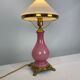 Lampe de table avec cadre en verre opalin rose Funen’s glassworks, années 1930