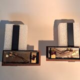 Paire d'appliques modernistes en métal et perspex, 1950-1960