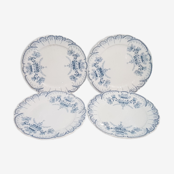 Lot n°6 of 4 flat plates in Earthenware of St Amand and Hamage model Regency, iron earth.