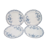 Lot n°6 of 4 flat plates in Earthenware of St Amand and Hamage model Regency, iron earth.