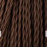 Turned wooden lamp, 2M fabric cable, cotton shade.