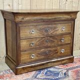 Louis Philippe chest of drawers with 5 drawers from the 19th century in cherry wood with glass knobs