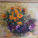 Painting Still life of flowers Oil on canvas