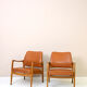 Paire de fauteuils vintage danois en teck et cuir