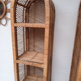 Pair of slim rattan shelves