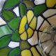 Antique stained glass and tin pendant light