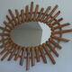 Large oval wall mirror bamboo rattan wicker vintage 56x68cm