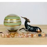 Art deco lamp gazelle brass and marble