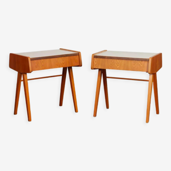 Paire de tables de nuit vintage bois et formica 1970