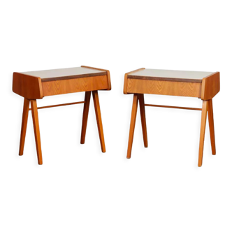 Pair of vintage nightstands, wood and formica, 1970