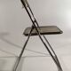 stainless steel and smoked plastic folding chair 70s style