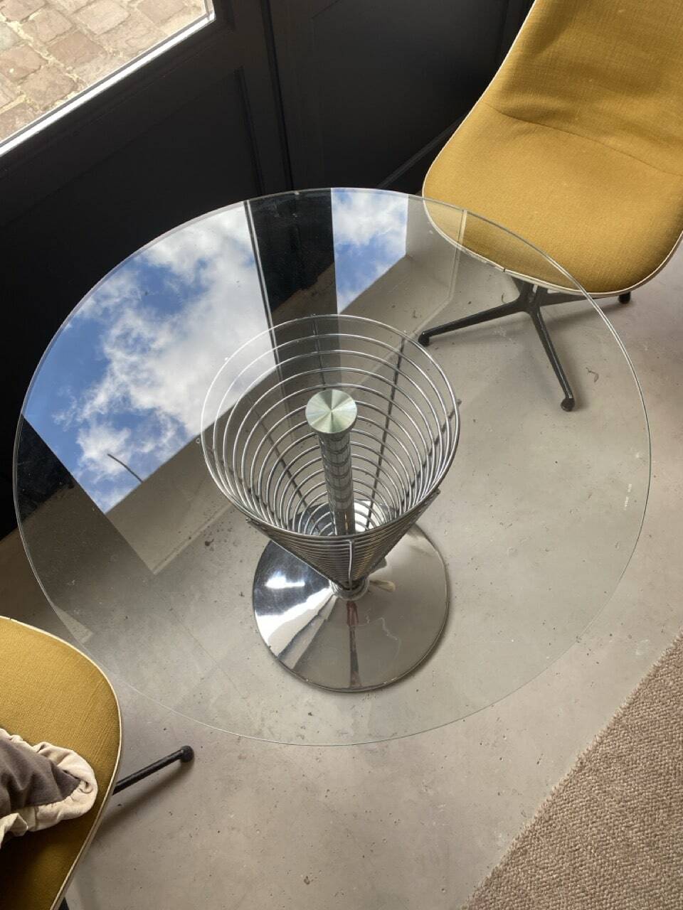 Sculptural table in metal and glass by Verner Panton for Fritz Hansen, 1980