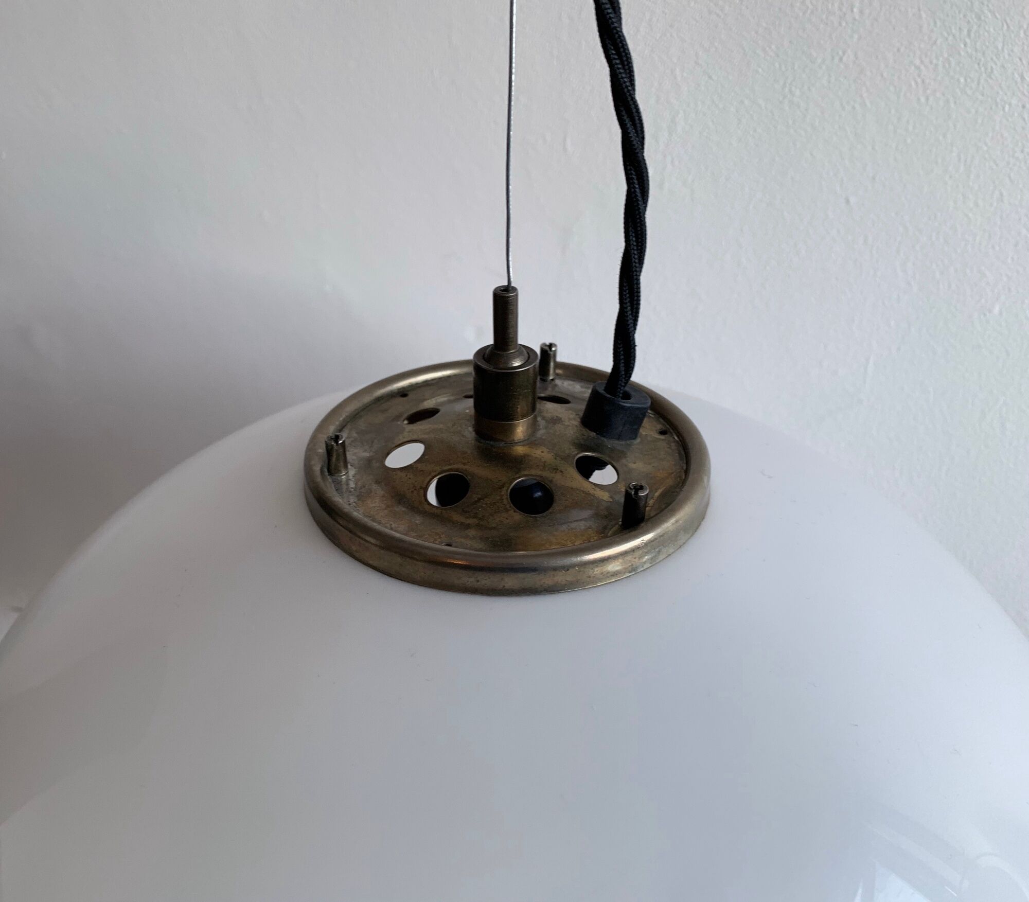 Mid century plastic and brass 'bud' pendant lamp by Guzzini for Meblo, Slovenia, c.1970